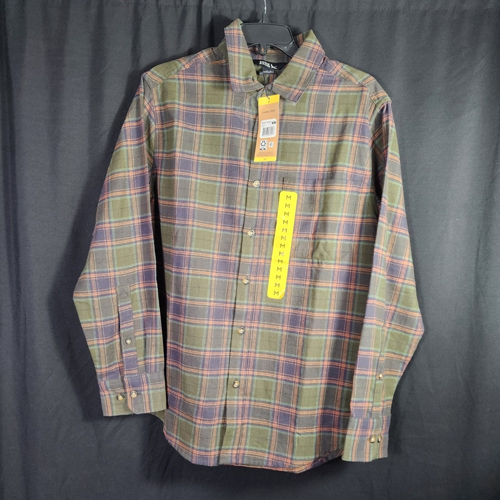Eddie Bauer Men Plaid Flannel Shirt Green Size Medium M Long Sleeve Button Down - Picture 2 of 7